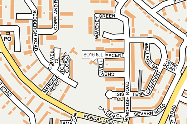 SO16 9JL map - OS OpenMap – Local (Ordnance Survey)