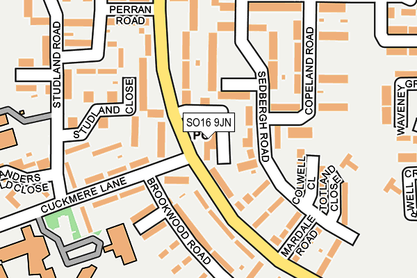 SO16 9JN map - OS OpenMap – Local (Ordnance Survey)