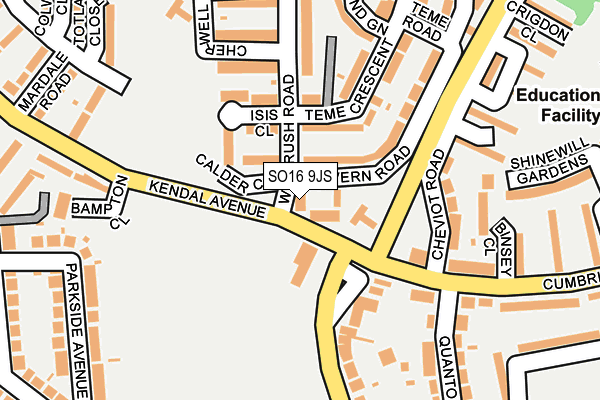 SO16 9JS map - OS OpenMap – Local (Ordnance Survey)