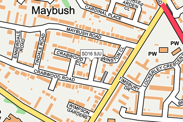 SO16 9JU map - OS OpenMap – Local (Ordnance Survey)