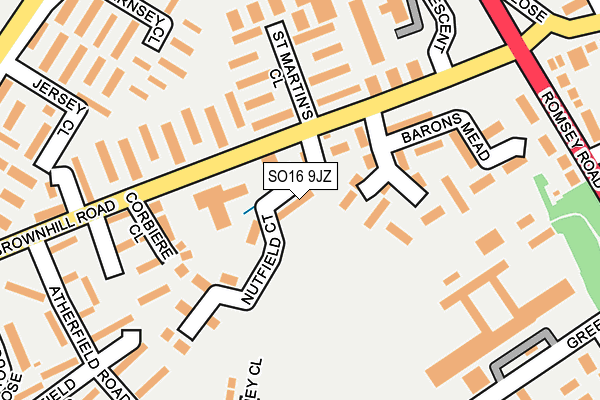 SO16 9JZ map - OS OpenMap – Local (Ordnance Survey)