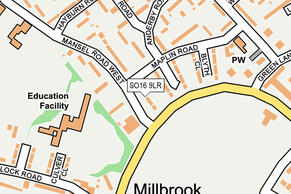 SO16 9LR map - OS OpenMap – Local (Ordnance Survey)