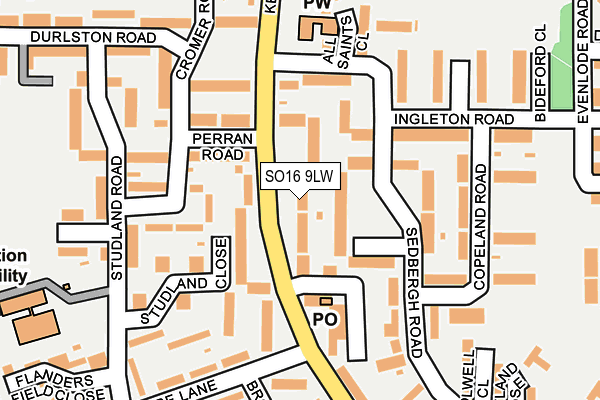 SO16 9LW map - OS OpenMap – Local (Ordnance Survey)