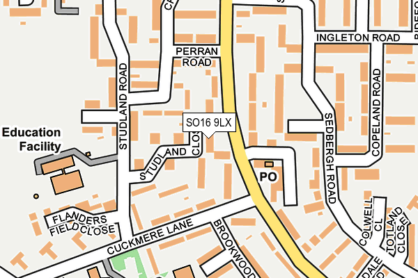SO16 9LX map - OS OpenMap – Local (Ordnance Survey)
