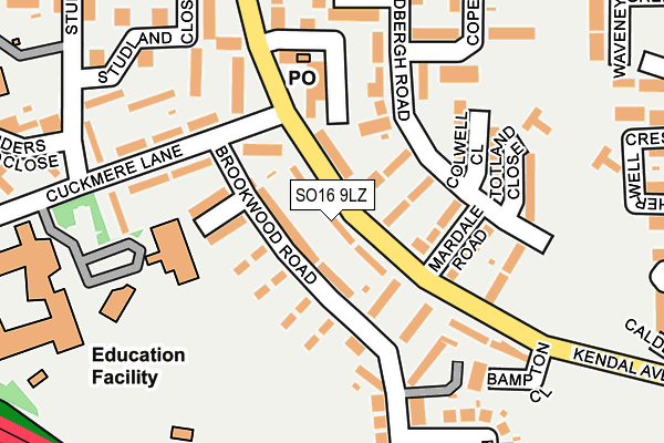 SO16 9LZ map - OS OpenMap – Local (Ordnance Survey)