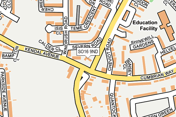 SO16 9ND map - OS OpenMap – Local (Ordnance Survey)