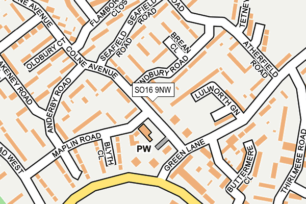 SO16 9NW map - OS OpenMap – Local (Ordnance Survey)