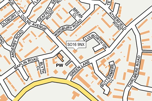 SO16 9NX map - OS OpenMap – Local (Ordnance Survey)