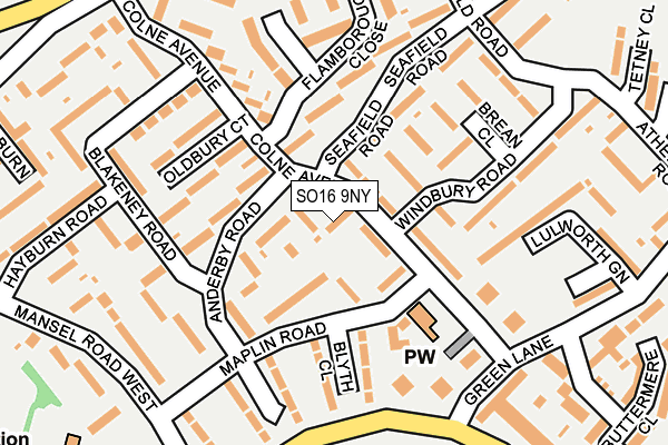 SO16 9NY map - OS OpenMap – Local (Ordnance Survey)