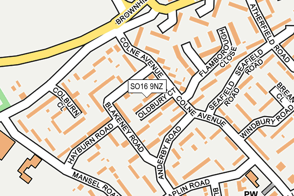 SO16 9NZ map - OS OpenMap – Local (Ordnance Survey)