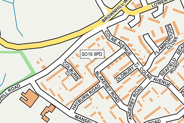 SO16 9PD map - OS OpenMap – Local (Ordnance Survey)