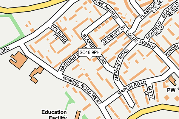 SO16 9PH map - OS OpenMap – Local (Ordnance Survey)