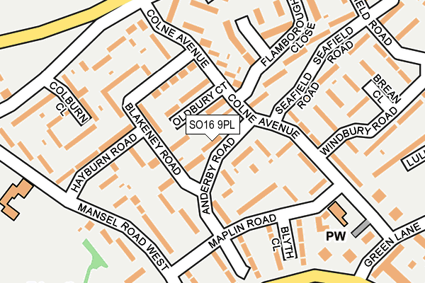 SO16 9PL map - OS OpenMap – Local (Ordnance Survey)