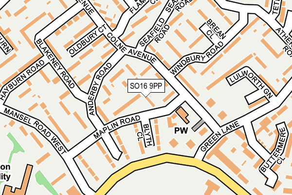 SO16 9PP map - OS OpenMap – Local (Ordnance Survey)