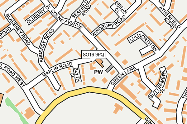 SO16 9PQ map - OS OpenMap – Local (Ordnance Survey)