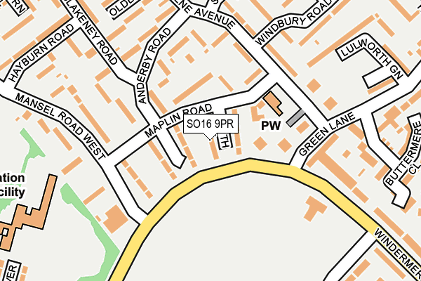 SO16 9PR map - OS OpenMap – Local (Ordnance Survey)