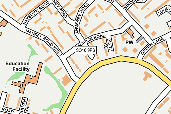 SO16 9PS map - OS OpenMap – Local (Ordnance Survey)