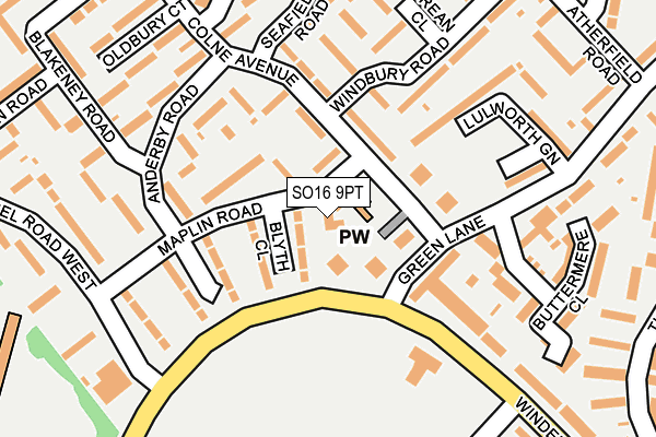 SO16 9PT map - OS OpenMap – Local (Ordnance Survey)