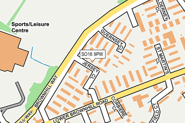 SO16 9PW map - OS OpenMap – Local (Ordnance Survey)