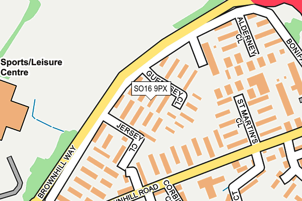 SO16 9PX map - OS OpenMap – Local (Ordnance Survey)