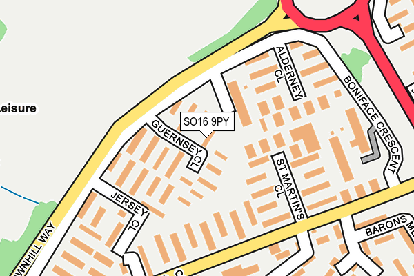 SO16 9PY map - OS OpenMap – Local (Ordnance Survey)