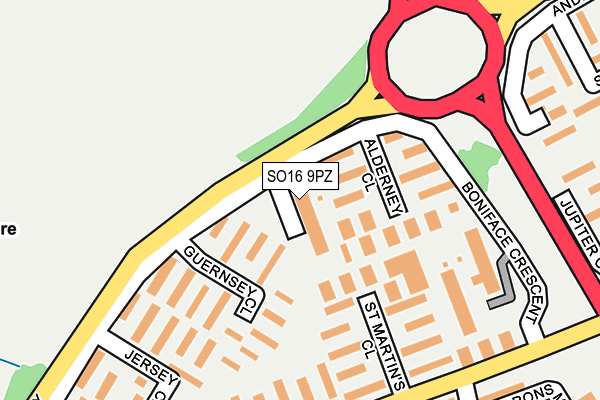 SO16 9PZ map - OS OpenMap – Local (Ordnance Survey)