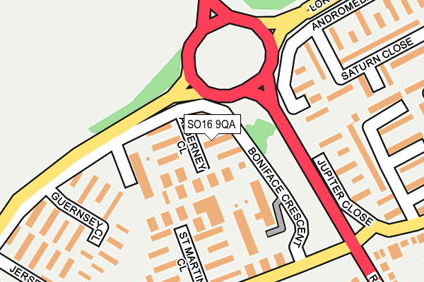 SO16 9QA map - OS OpenMap – Local (Ordnance Survey)