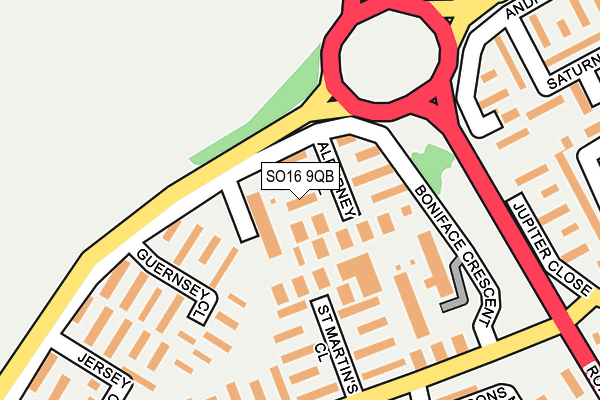 SO16 9QB map - OS OpenMap – Local (Ordnance Survey)
