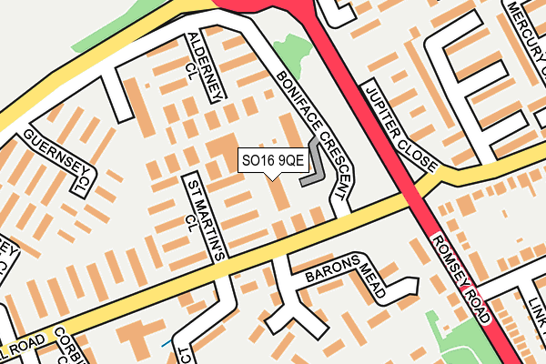 SO16 9QE map - OS OpenMap – Local (Ordnance Survey)