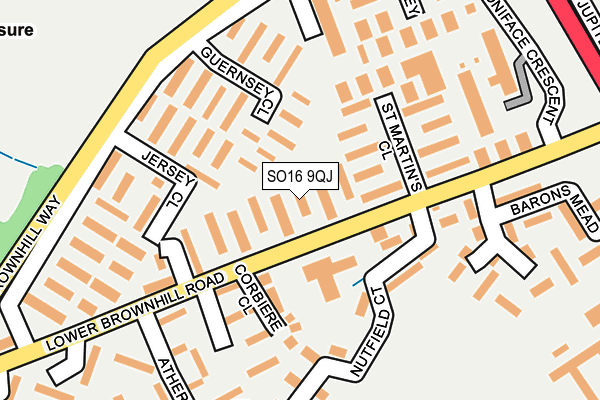 SO16 9QJ map - OS OpenMap – Local (Ordnance Survey)