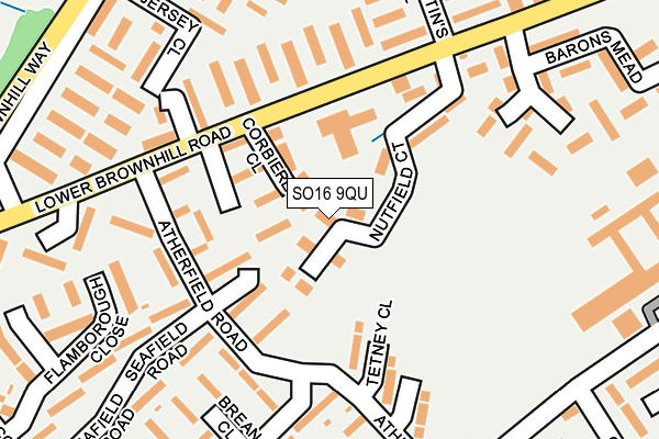 SO16 9QU map - OS OpenMap – Local (Ordnance Survey)