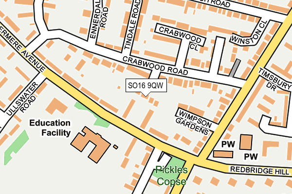 SO16 9QW map - OS OpenMap – Local (Ordnance Survey)