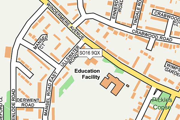 SO16 9QX map - OS OpenMap – Local (Ordnance Survey)