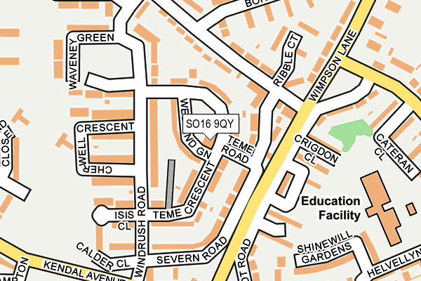 SO16 9QY map - OS OpenMap – Local (Ordnance Survey)