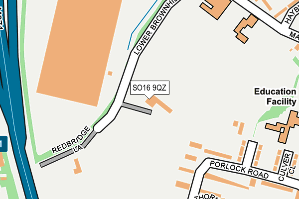 SO16 9QZ map - OS OpenMap – Local (Ordnance Survey)