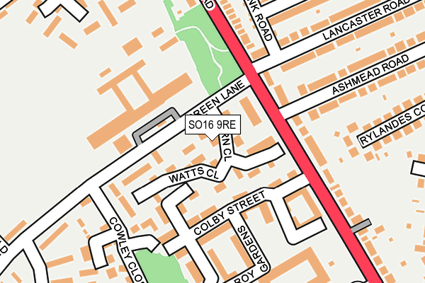 SO16 9RE map - OS OpenMap – Local (Ordnance Survey)