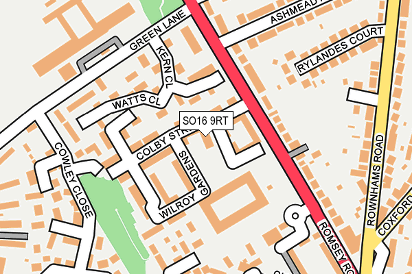 SO16 9RT map - OS OpenMap – Local (Ordnance Survey)