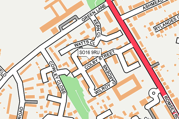 SO16 9RU map - OS OpenMap – Local (Ordnance Survey)