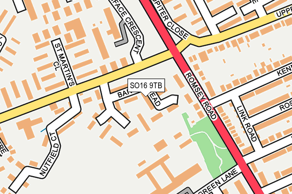 SO16 9TB map - OS OpenMap – Local (Ordnance Survey)