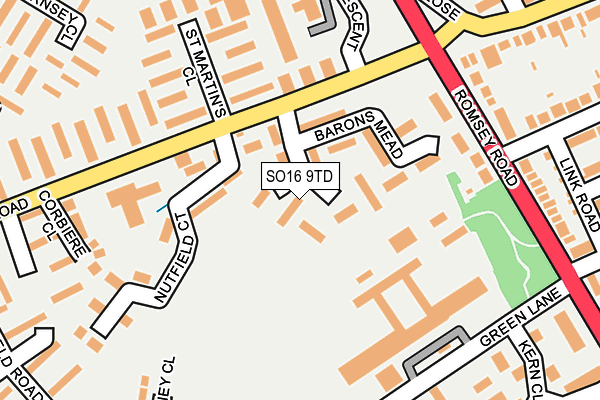 SO16 9TD map - OS OpenMap – Local (Ordnance Survey)