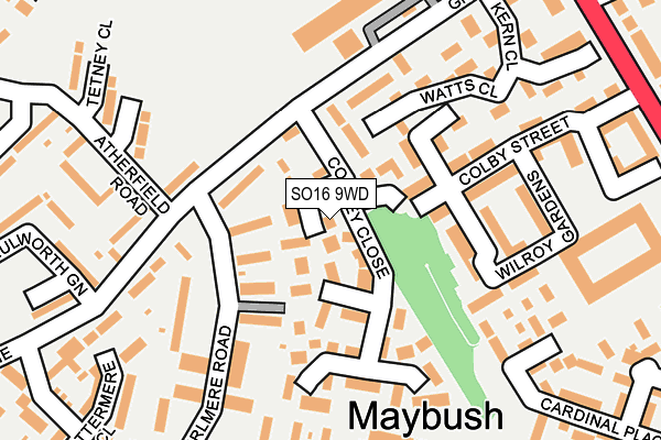 SO16 9WD map - OS OpenMap – Local (Ordnance Survey)