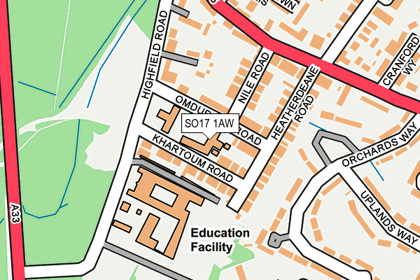 SO17 1AW map - OS OpenMap – Local (Ordnance Survey)