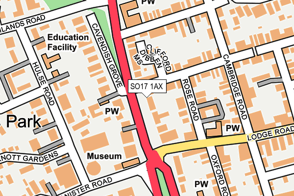 SO17 1AX map - OS OpenMap – Local (Ordnance Survey)