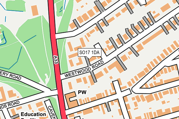 SO17 1DA map - OS OpenMap – Local (Ordnance Survey)