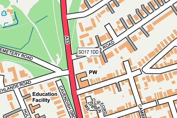 SO17 1DD map - OS OpenMap – Local (Ordnance Survey)