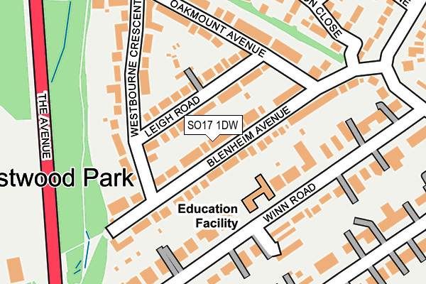 SO17 1DW map - OS OpenMap – Local (Ordnance Survey)