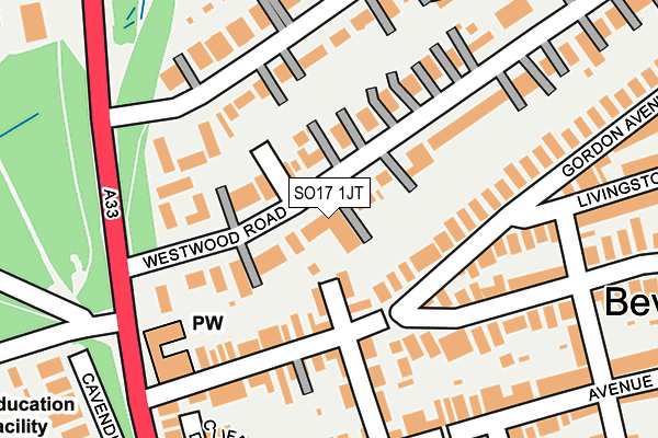 SO17 1JT map - OS OpenMap – Local (Ordnance Survey)