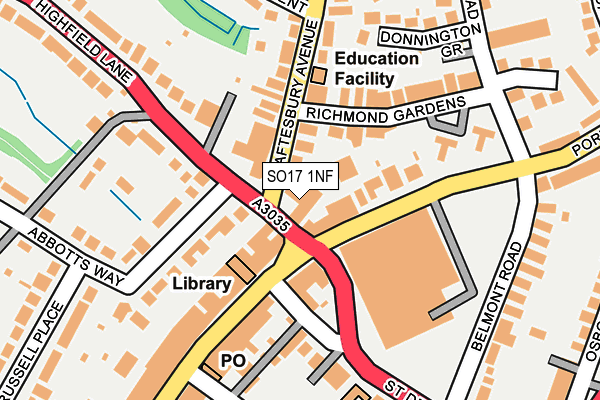 SO17 1NF map - OS OpenMap – Local (Ordnance Survey)
