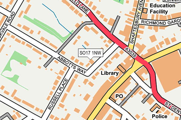 SO17 1NW map - OS OpenMap – Local (Ordnance Survey)