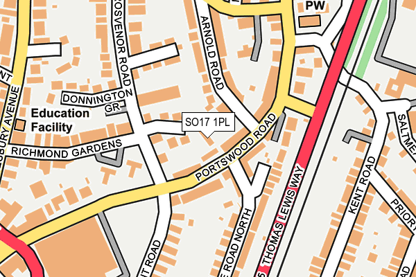SO17 1PL map - OS OpenMap – Local (Ordnance Survey)